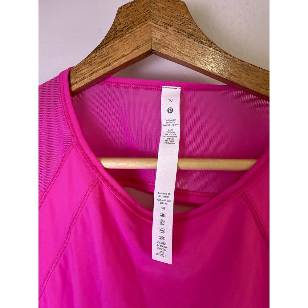 Lululemon Hot Pink Mesh Back Run Tank Top Size 10 Athletic Sleeveless - Picture 4 of 6